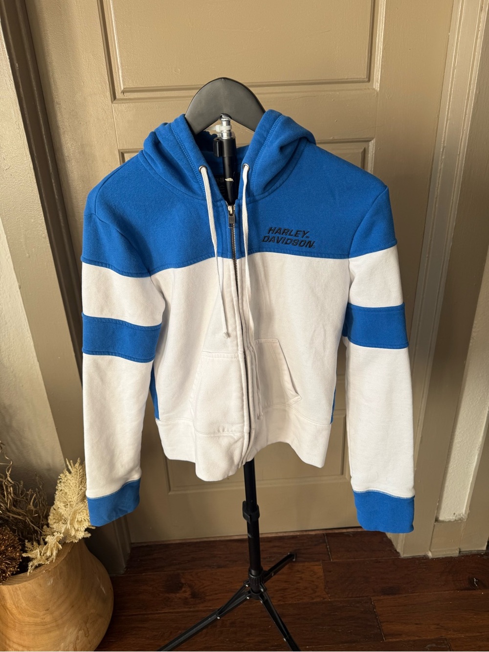 Harley-Davidson Blue & White Zip-Up Hoodie